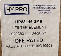 Hy-Pro Filter Element HP83L16-3MB